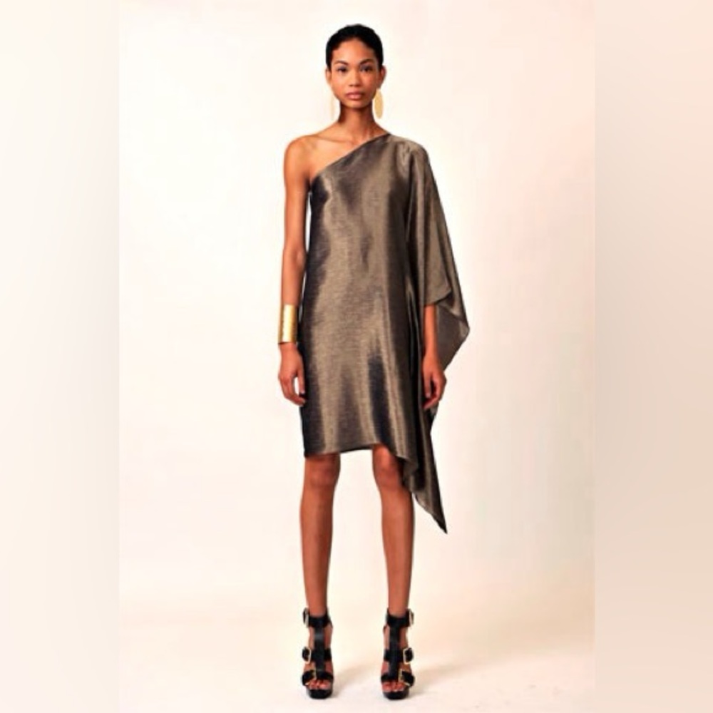 Michael Kors Gold Silk Cocktail Dress